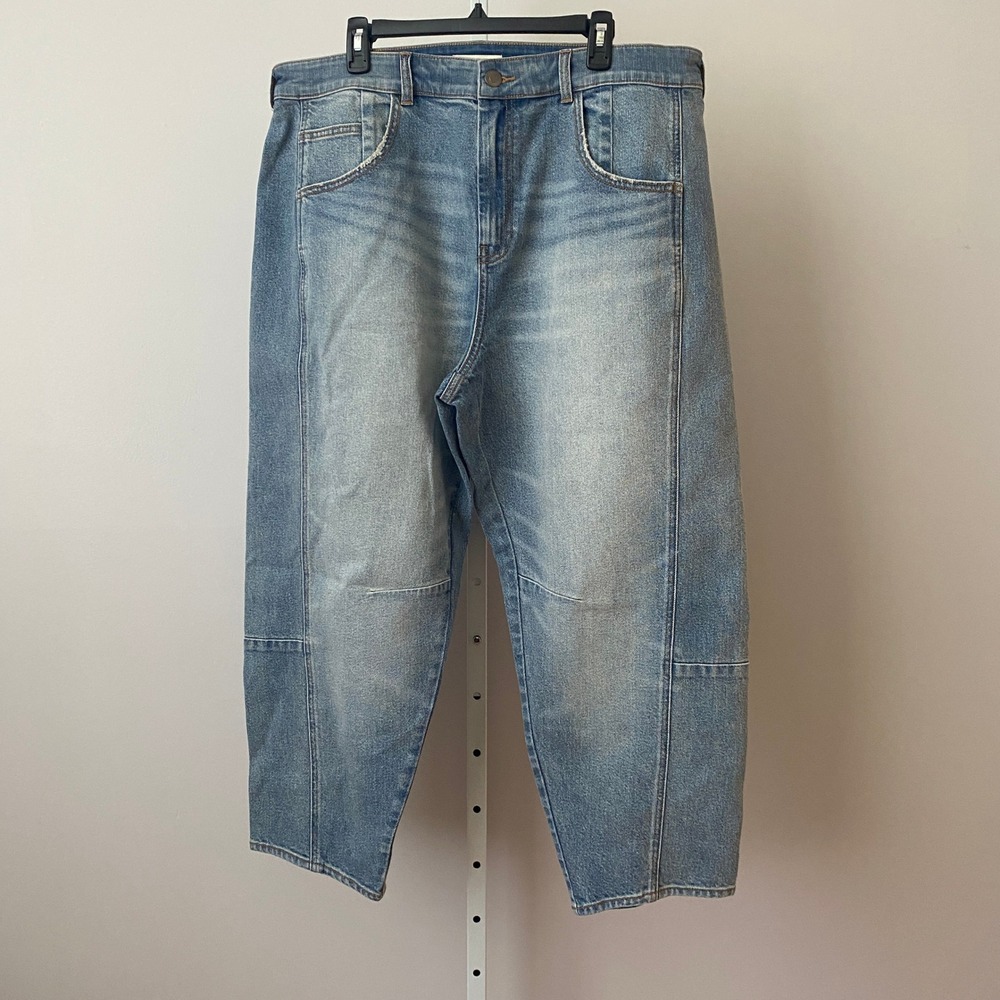 Festi 18R Blue Denim Barrel Leg Jeans Curved Seam Carpenter Utility Pants Preppy